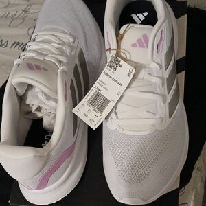 Adidas Women's White and Pink Running Shoes